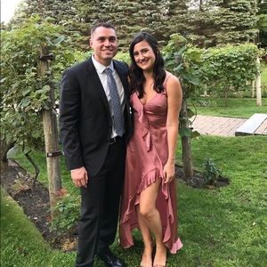 Flowy Vici mauve satin maxi dress